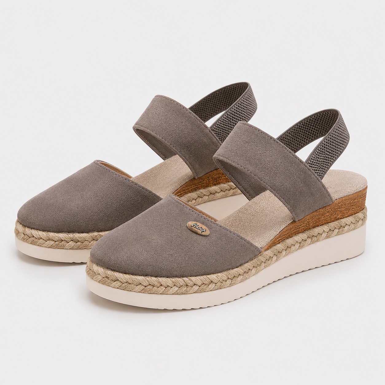 Coutivo - Sandales Femme Compensées Brides Élastiques Confort Léger Style Bohème Chic