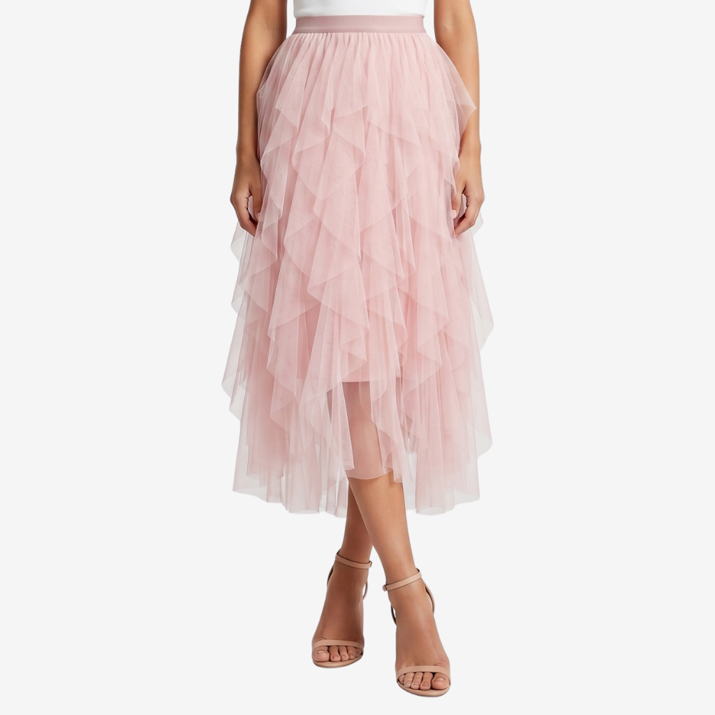 Coutivo - Jupe Midi Femme Tulle Multicouches Léger Coupe Évasée Élégante