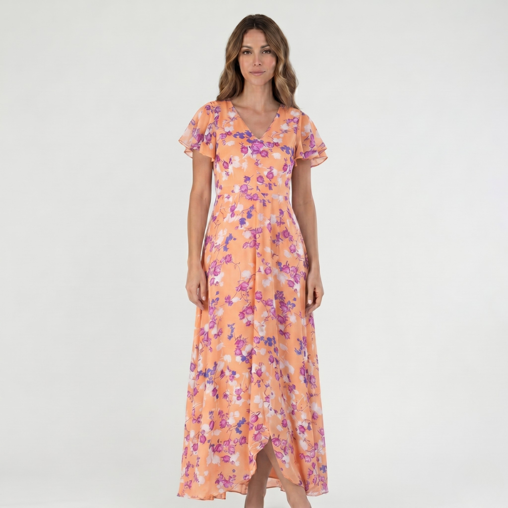 Coutivo - Robe Été Femme Confort Polyester Col V Maxi Fleurie