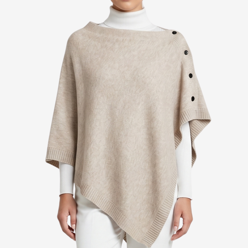 Coutivo - Poncho Femme Maille Polyester Élégant Confort Boutonné