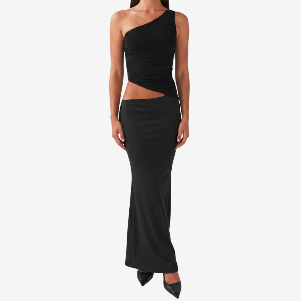 Coutivo - Robe Longue Cut-Out Taille Ajustée Style Élégant Femme