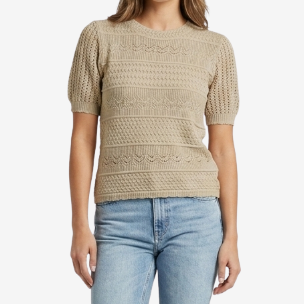 Coutivo - Pull Femme Manches Courtes Maille Aérée Confort Été
