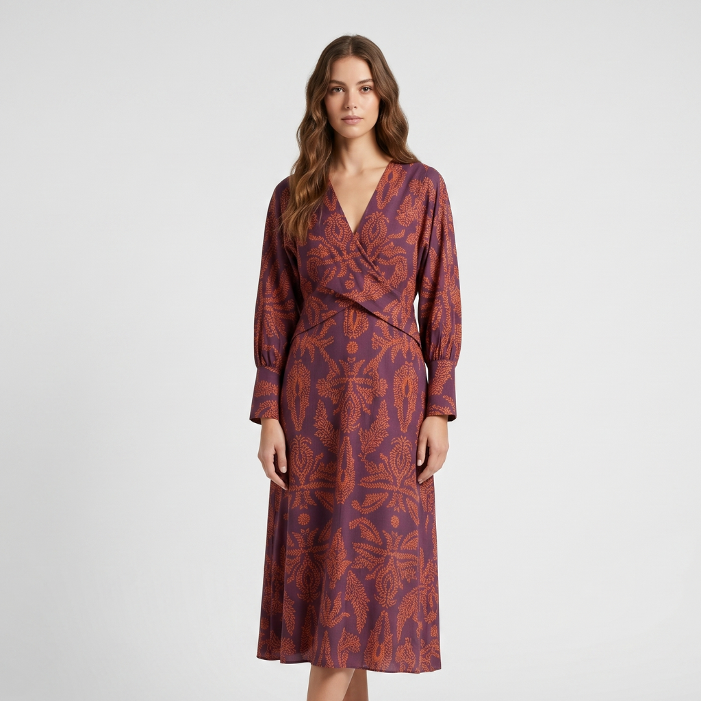 Coutivo - Robe Midi Femme Polyester Imprimé Confort Coupe Ample Casual
