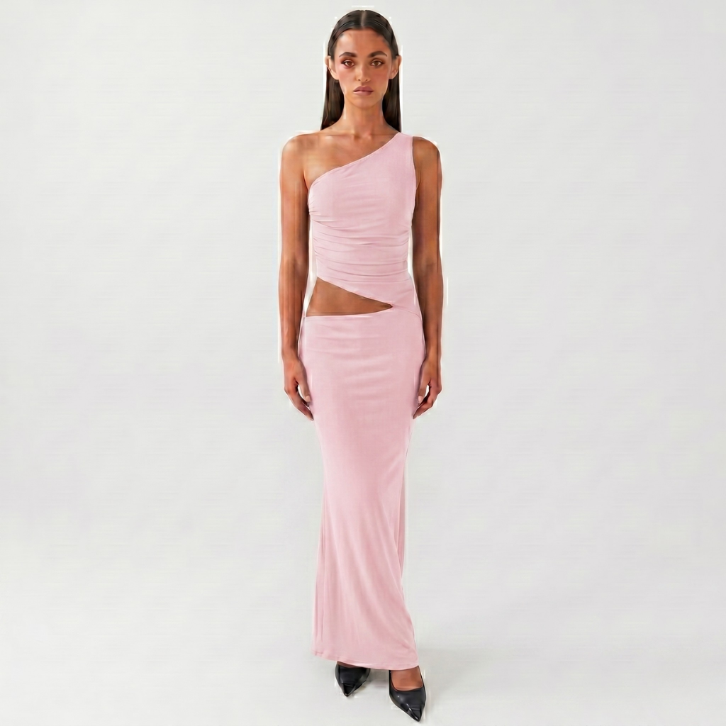 Coutivo - Robe Longue Cut-Out Taille Ajustée Style Élégant Femme