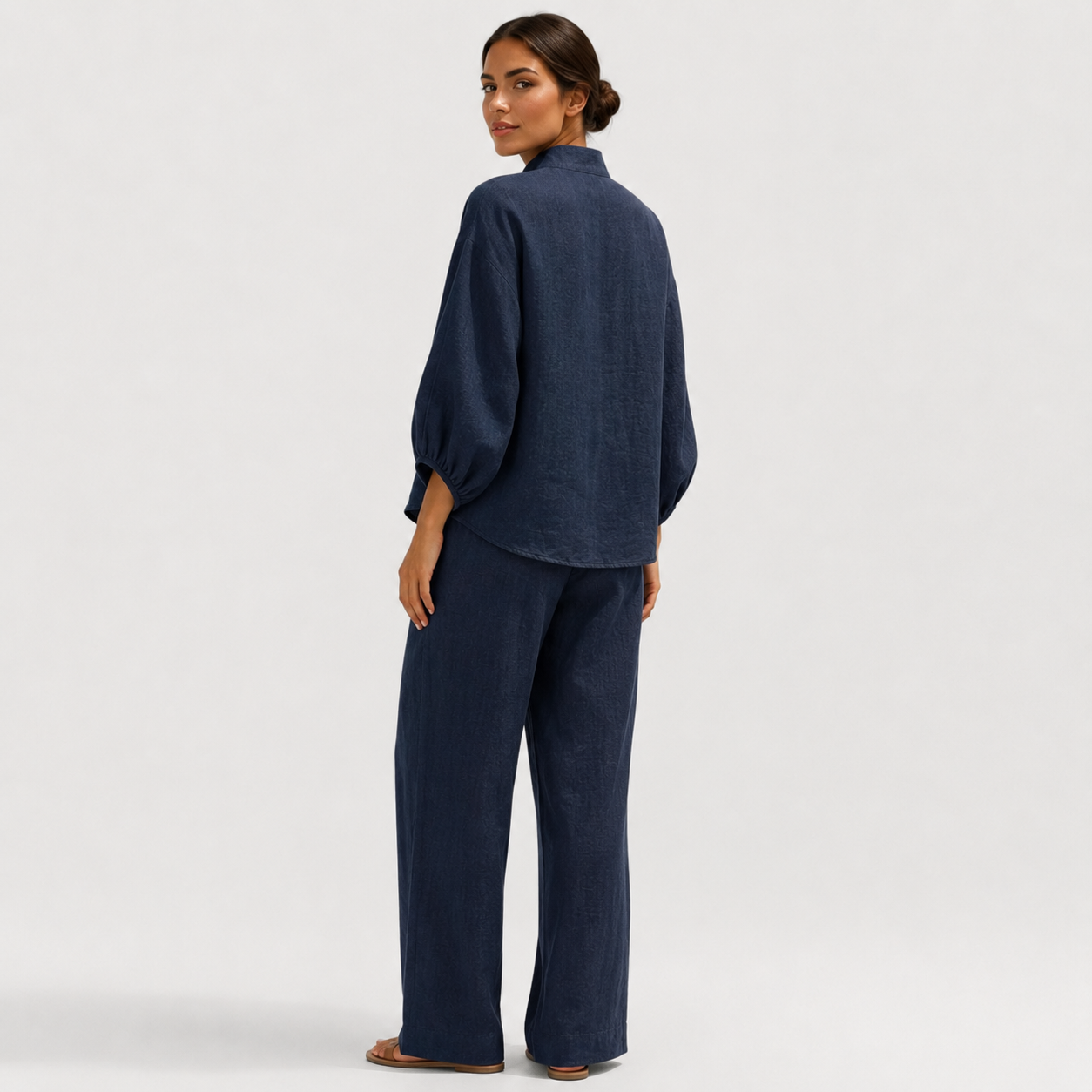 Coutivo - Ensemble Femme Deux Pièces Lin Coupe Ample Boutonnée Élégance Décontractée Confort Léger