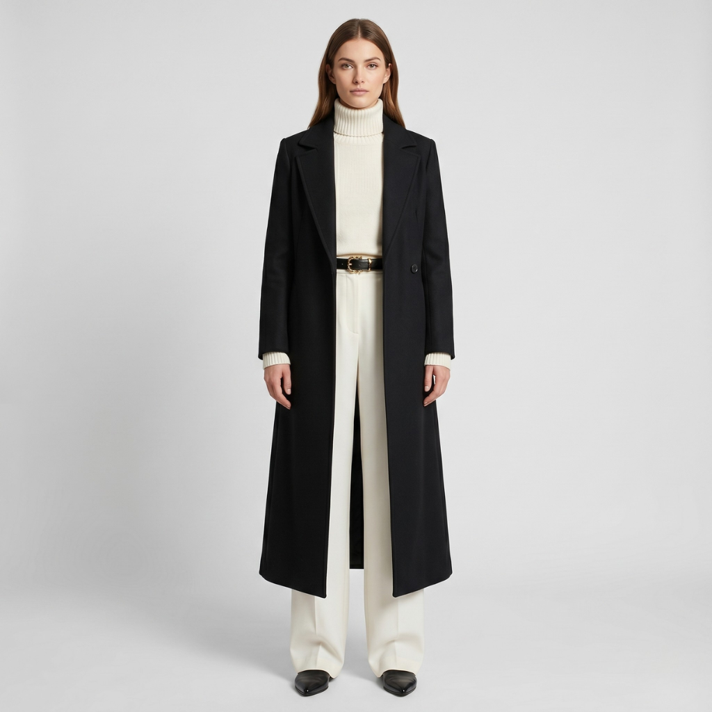 Coutivo - Manteau Long Femme Double Boutonnage Polyester Style Classique