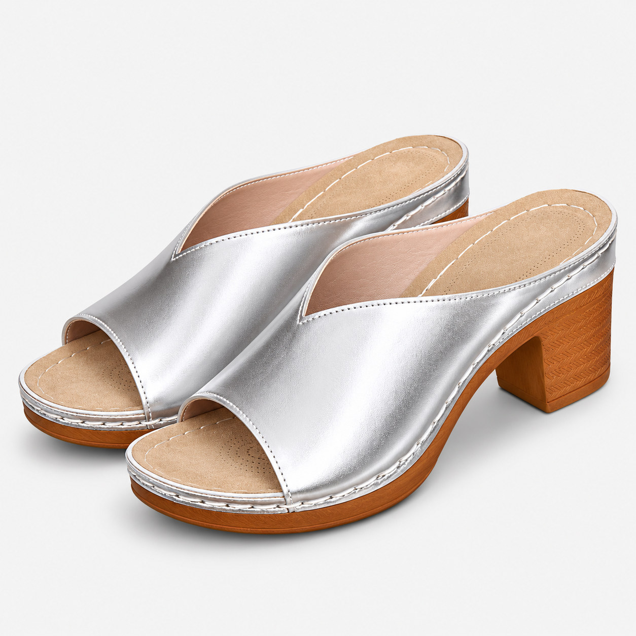 Coutivo - Mules Femme Talon Bloc Bout Ouvert Élégance Moderne Confort Quotidien