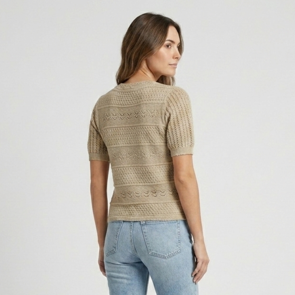 Coutivo - Pull Femme Manches Courtes Maille Aérée Confort Été