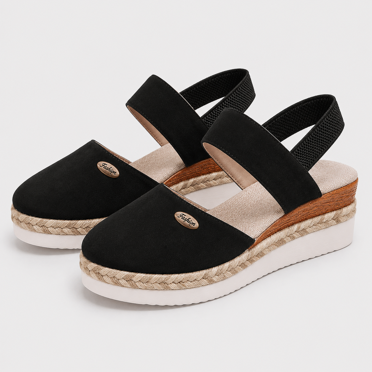 Coutivo - Sandales Femme Compensées Brides Élastiques Confort Léger Style Bohème Chic
