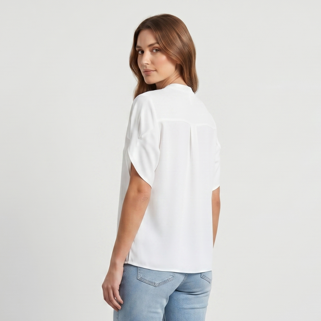Coutivo - Blouse Femme Col V Élégante Coupe Décontractée Manches Courtes