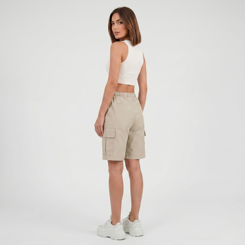 Coutivo - Short Cargo Femme Polyester Confort Coupe Ample Été