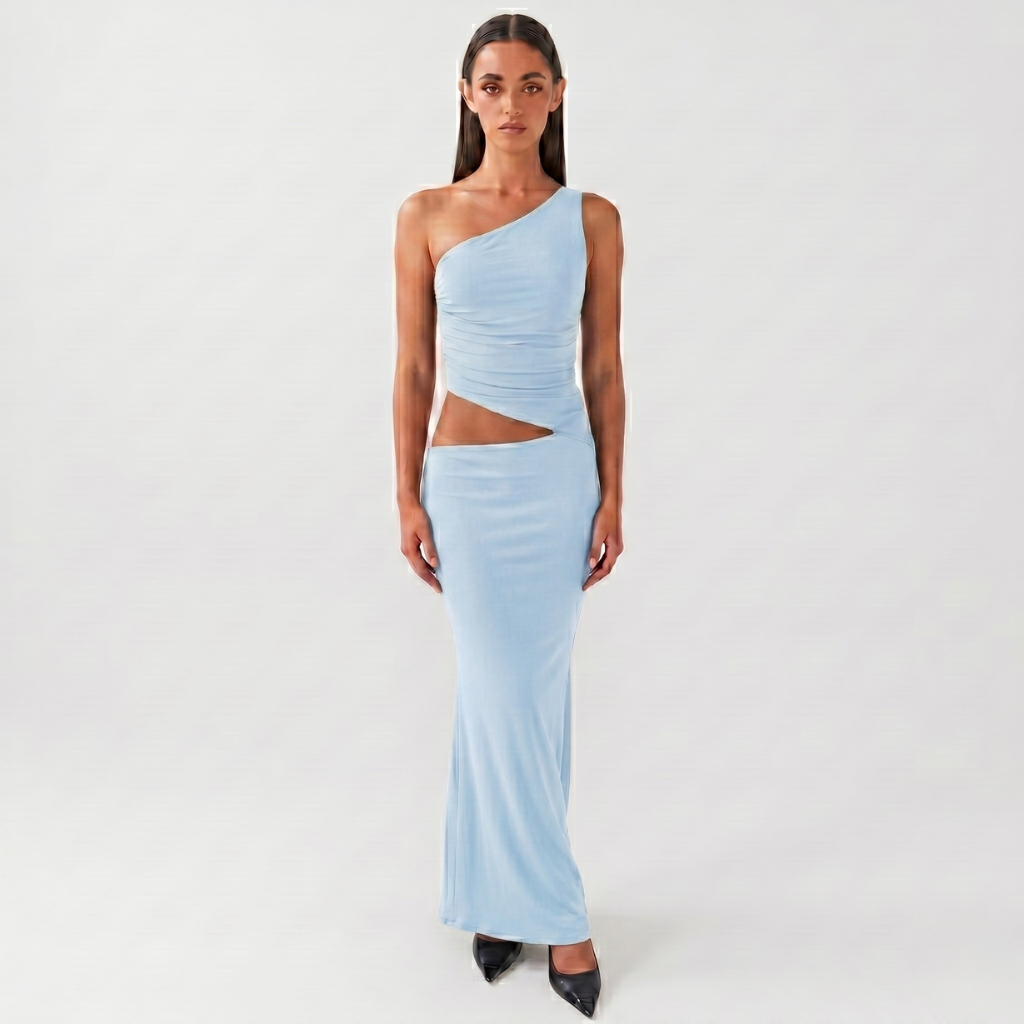Coutivo - Robe Longue Cut-Out Taille Ajustée Style Élégant Femme