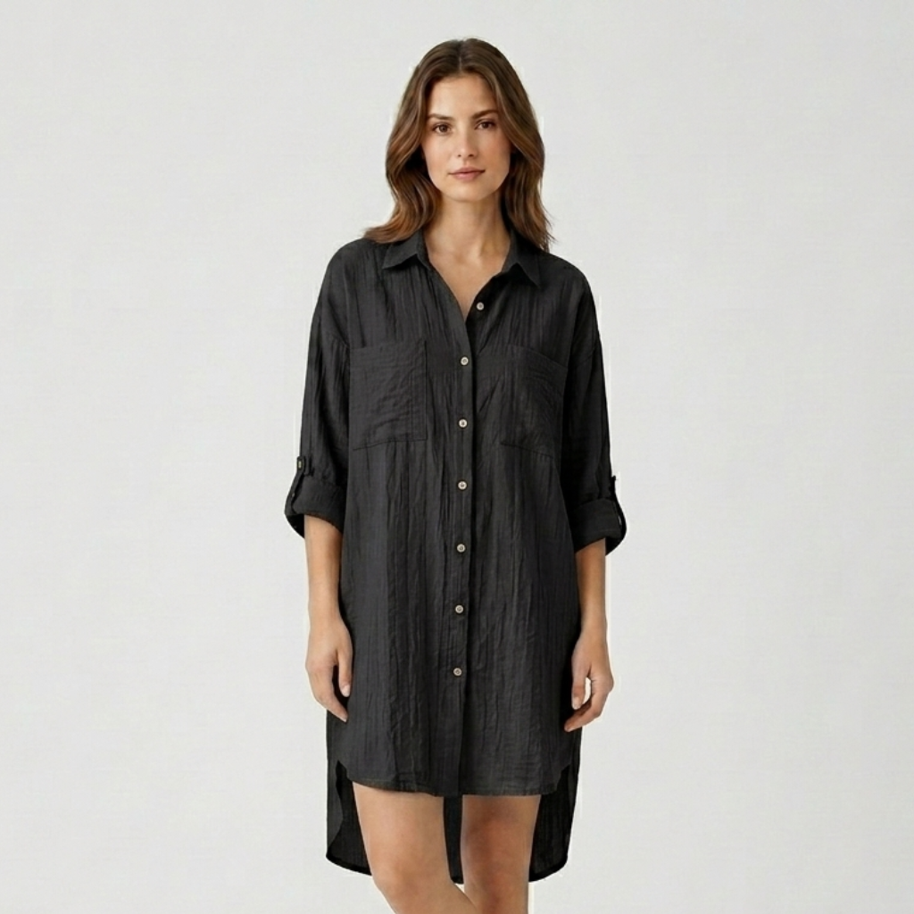 Coutivo - Blouse Longue Femme Lin Coupe Oversize Élégante Manches Longues