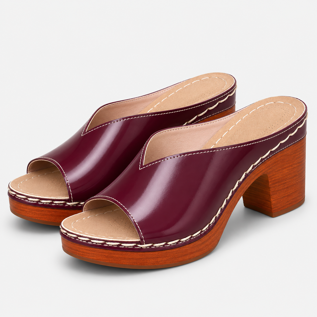 Coutivo - Mules Femme Talon Bloc Bout Ouvert Élégance Moderne Confort Quotidien