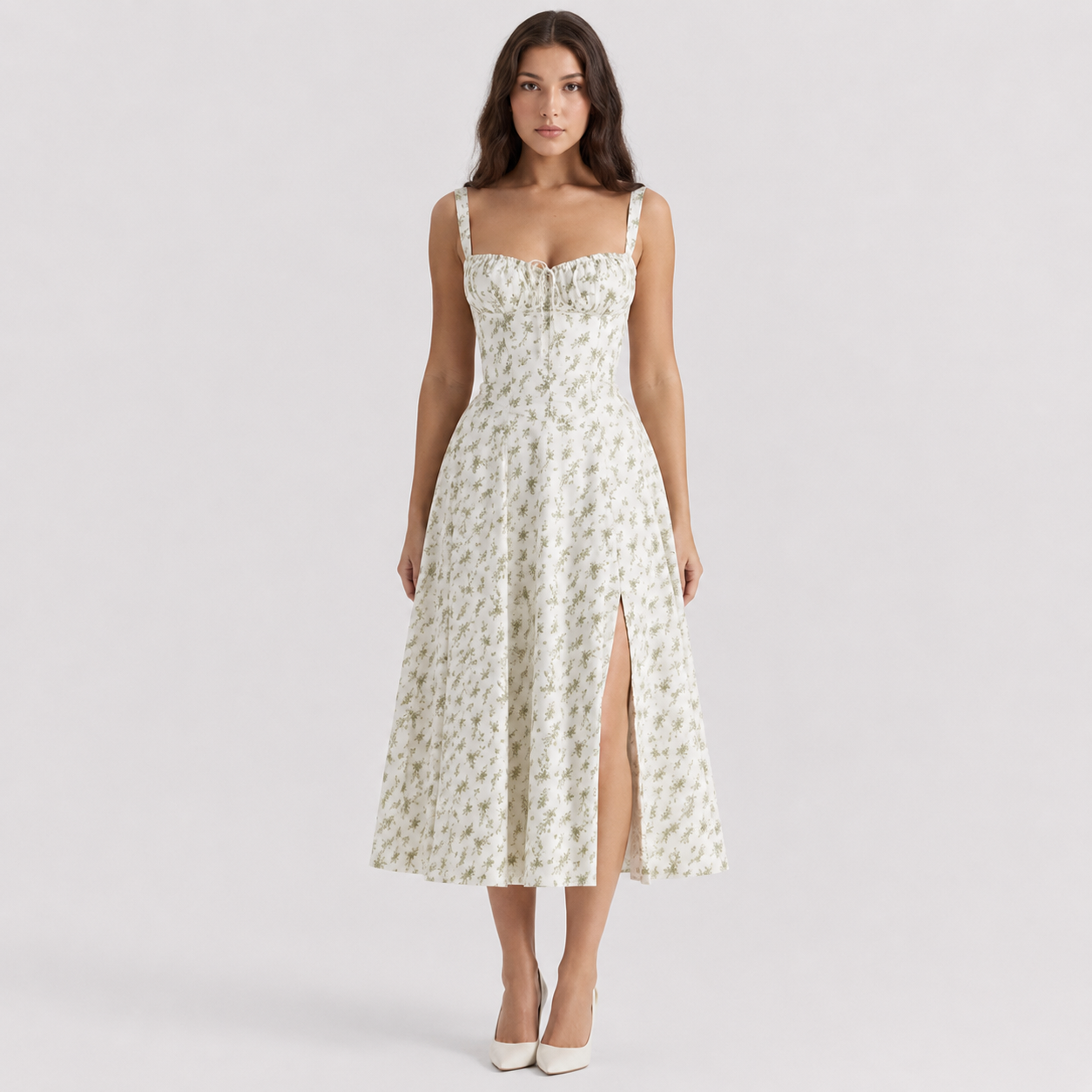 Coutivo - Robe Femme Midi Bretelles Fines Coupe Évasée Élégance Classique Confort Raffiné