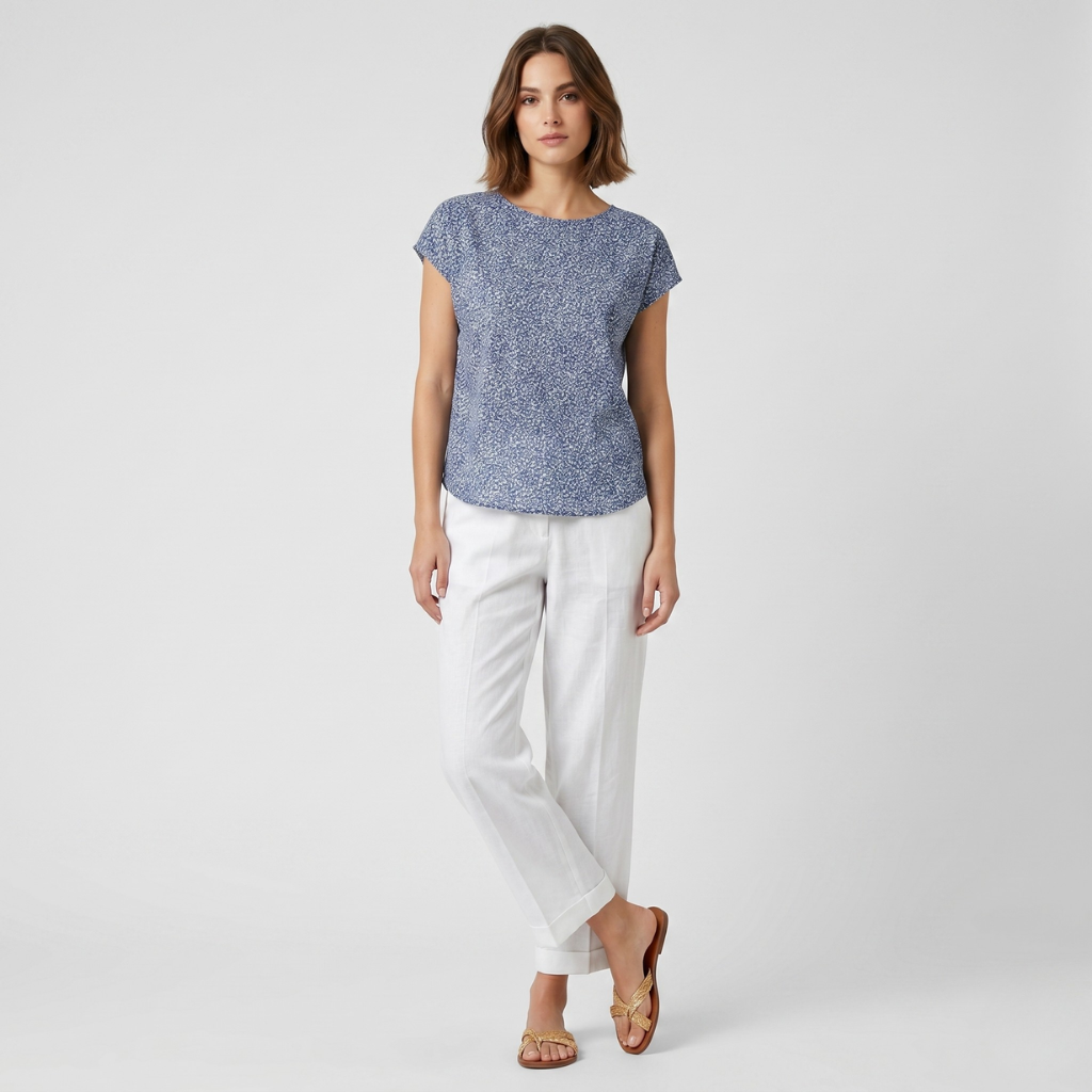 Coutivo - Pantalon Femme Lin Mélangé Léger Respirant Coupe Classique