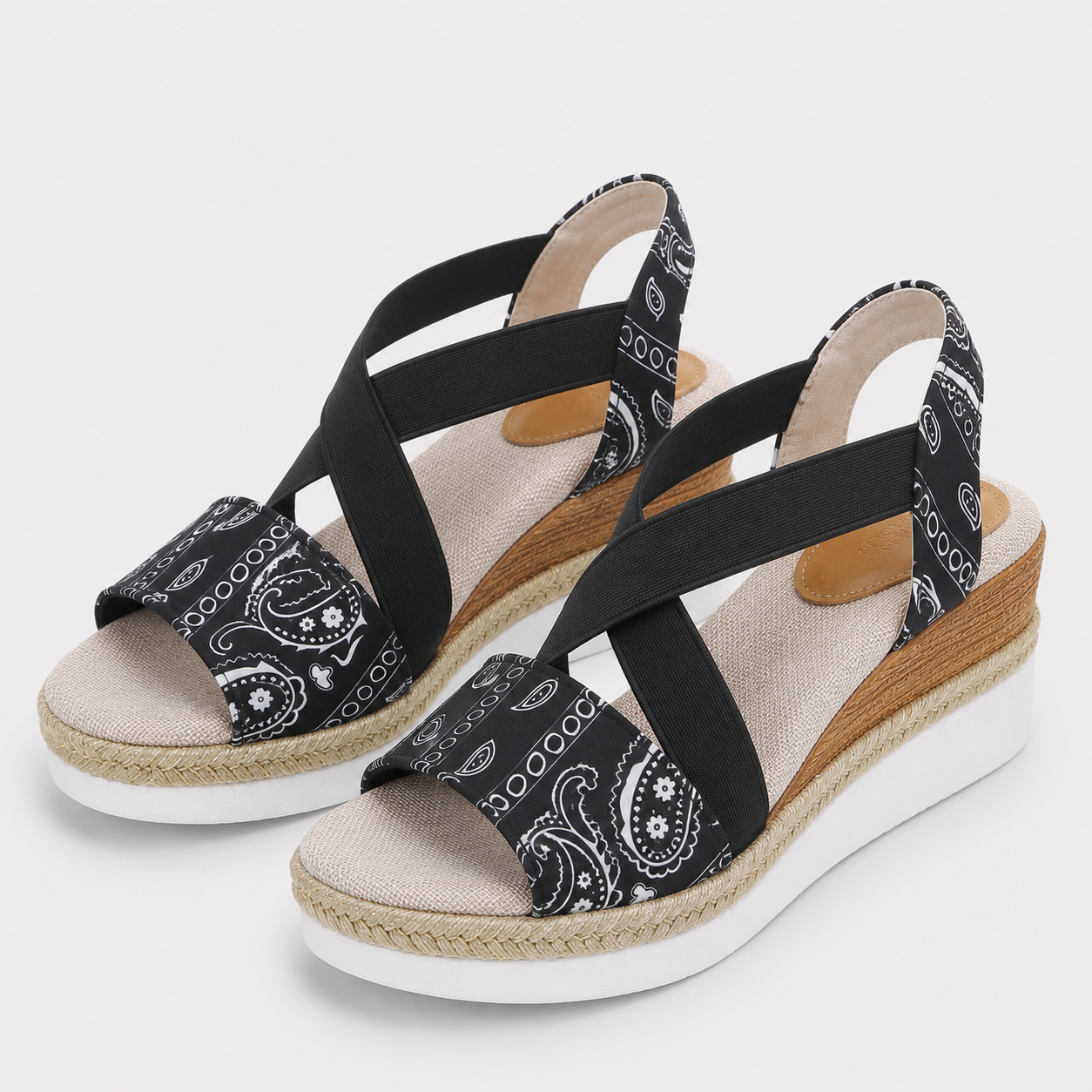 Coutivo - Sandales Femme Compensées Brides Élastiques Confort Léger Style Moderne Élégant