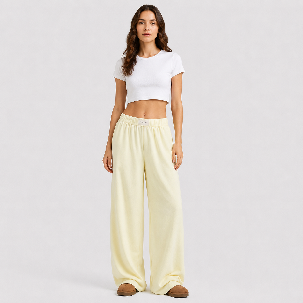 Coutivo - Pantalon Femme Rayé Coupe Large Taille Élastique Confort Fluide Style Décontracté