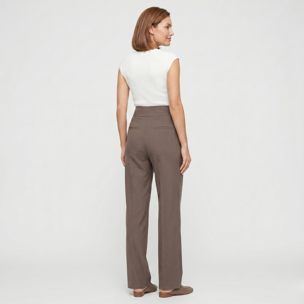 Coutivo - Pantalon Femme Taille Haute Polyester Stretch Confort Wide Leg