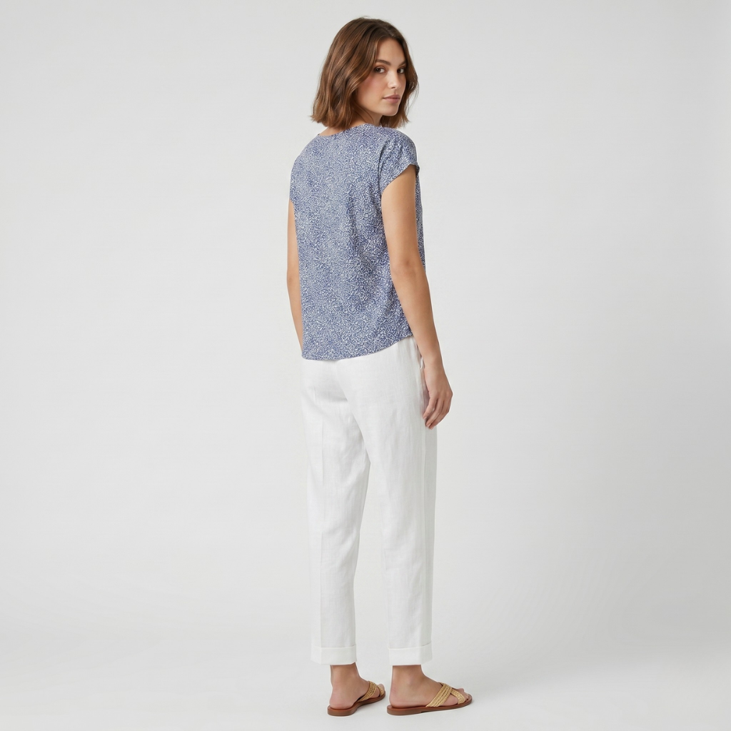 Coutivo - Pantalon Femme Lin Mélangé Léger Respirant Coupe Classique
