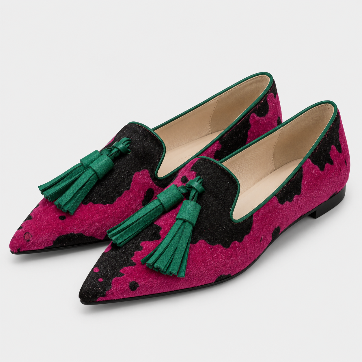 Coutivo - Ballerines Femme Motif Animal Pompons Élégance Classique Confort Quotidien