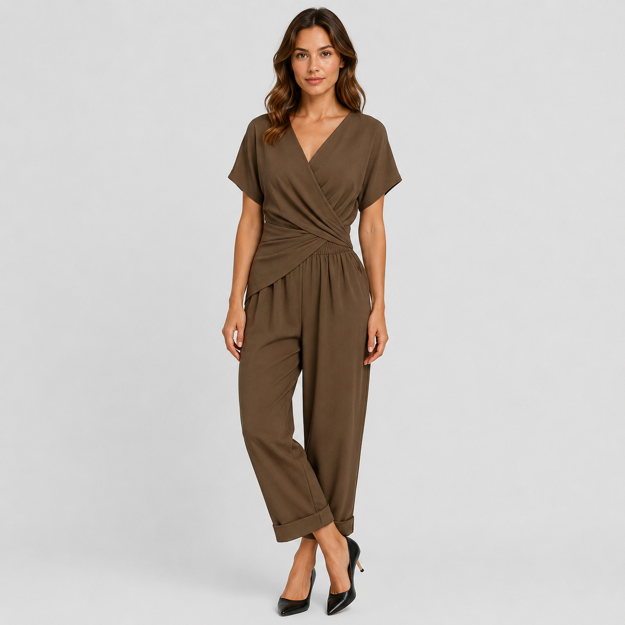 Coutivo - Ensemble Femme Deux Pièces Coupe Fluide Col Croisé Élégance Confort Quotidien