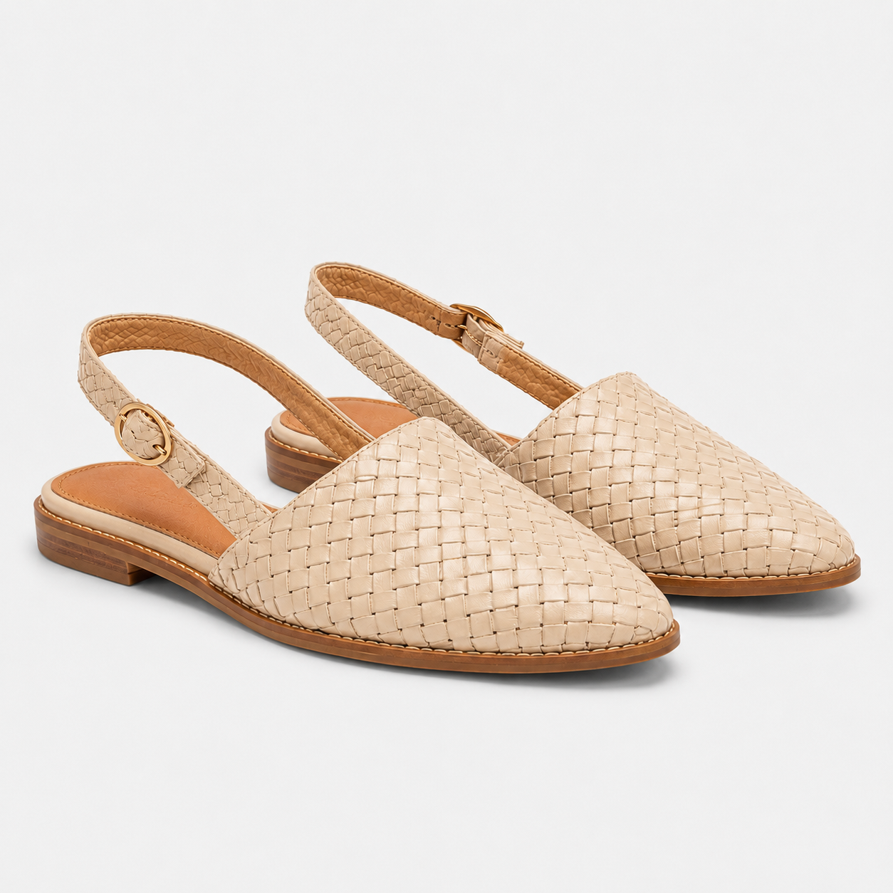 Coutivo - Ballerines Femme Bride Arrière Tressées Bout Pointu Élégance Confort Quotidien