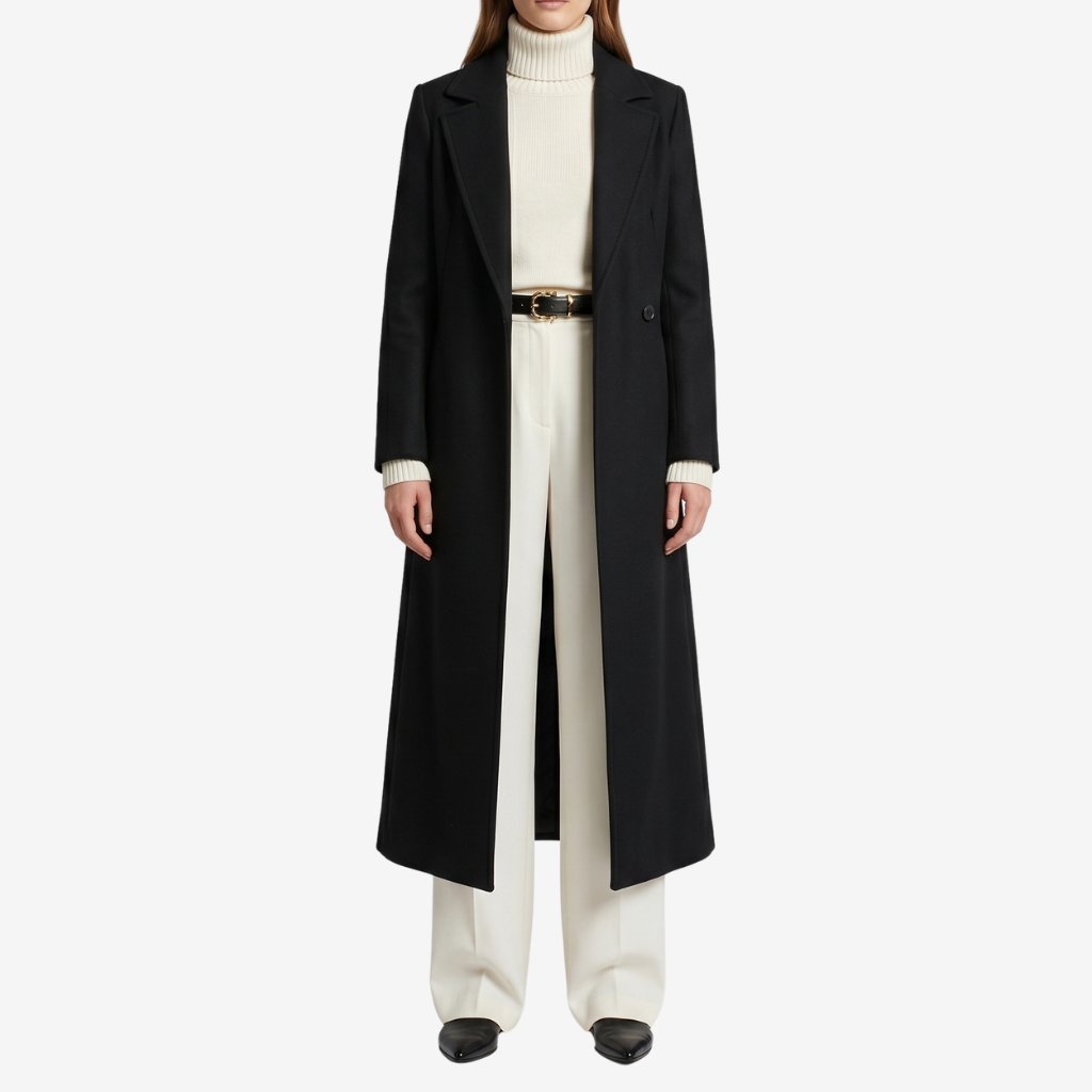 Coutivo - Manteau Long Femme Double Boutonnage Polyester Style Classique