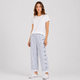 Coutivo - Pantalon Femme Rayé Boutons Latéraux Coupe Décontractée Confort Léger Style Moderne