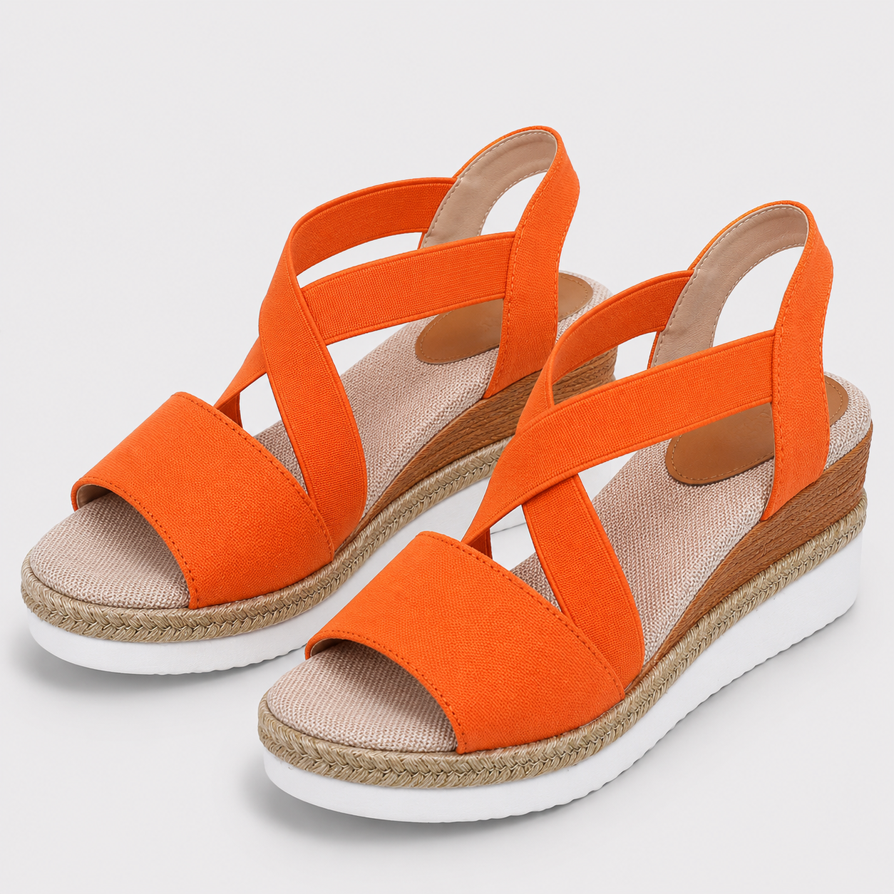 Coutivo - Sandales Femme Compensées Brides Élastiques Confort Léger Style Moderne Élégant