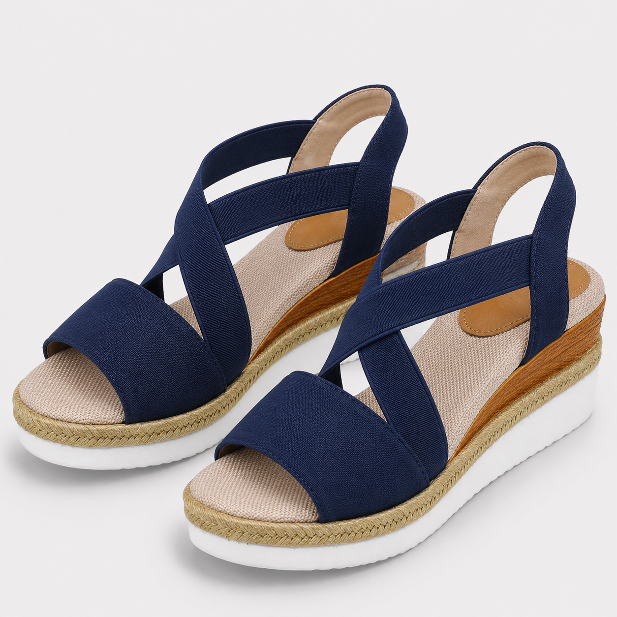 Coutivo - Sandales Femme Compensées Brides Élastiques Confort Léger Style Moderne Élégant