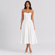 Coutivo - Robe Femme Midi Bretelles Fines Coupe Évasée Élégance Intemporelle Confort Raffiné