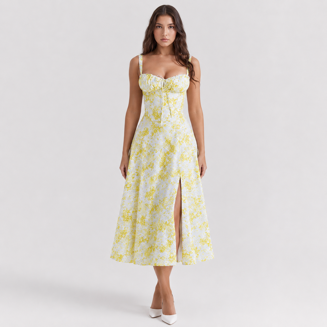 Coutivo - Robe Femme Midi Bretelles Fines Coupe Évasée Élégance Classique Confort Raffiné