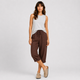 Coutivo - Pantalon Femme Lin Longueur Genou Taille Élastique Confort Léger Style Décontracté