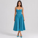 Coutivo - Robe Femme Midi Bretelles Fines Coupe Évasée Élégance Intemporelle Confort Raffiné
