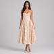 Coutivo - Robe Femme Midi Bretelles Fines Coupe Évasée Élégance Intemporelle Confort Raffiné
