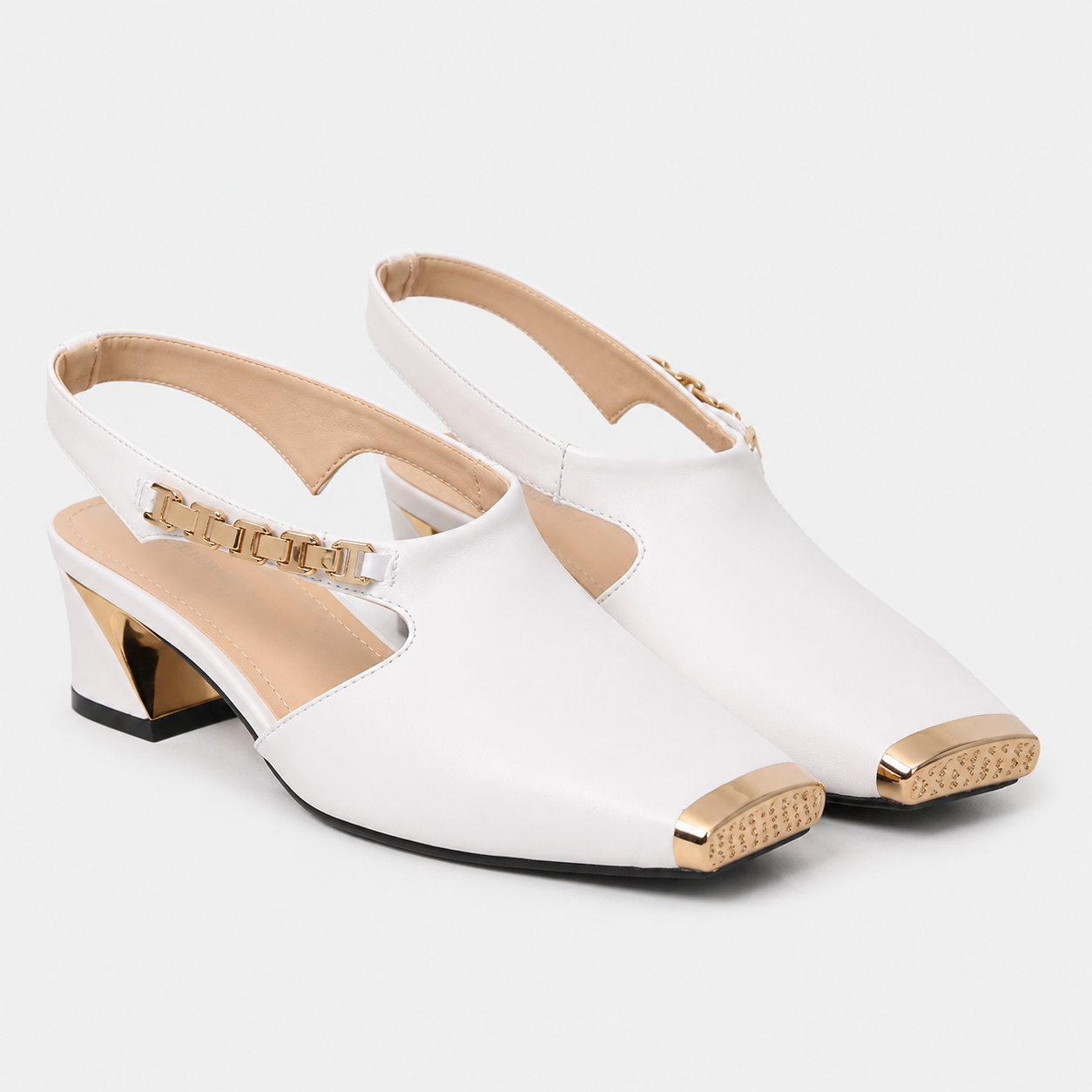 Coutivo - Escarpins Femme Bride Métallique Talon Bloc Élégance Moderne Confort Raffiné
