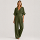 Coutivo - Combinaison Femme Fluide Col Croisé Taille Marquée Élégance Moderne Confort Léger