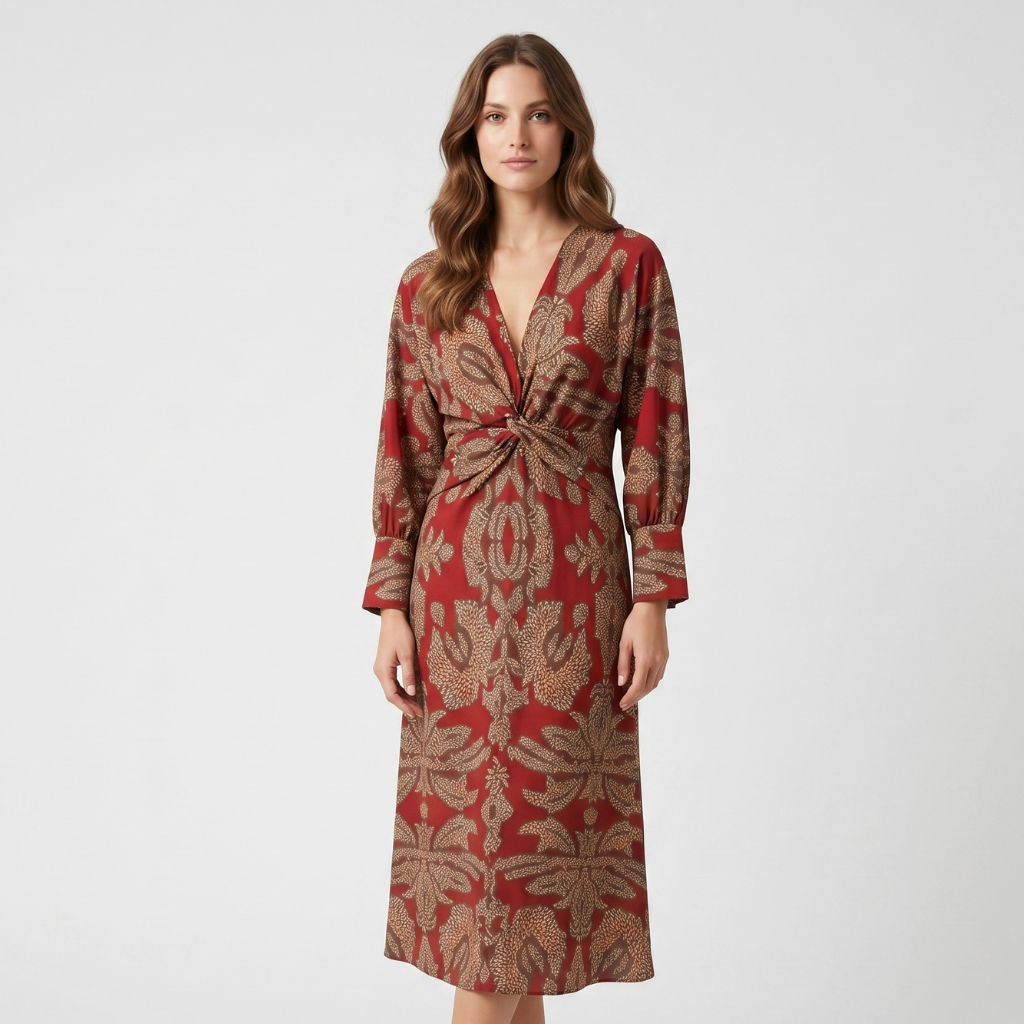 Coutivo - Robe Midi Femme Polyester Imprimé Confort Coupe Ample Casual