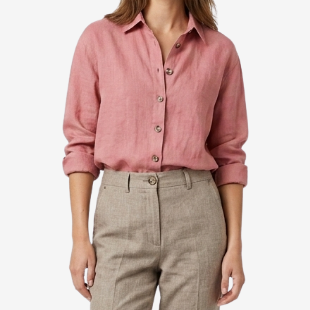 Coutivo - Blouse Femme Coton Lin Manches Longues Coupe Décontractée Élégante