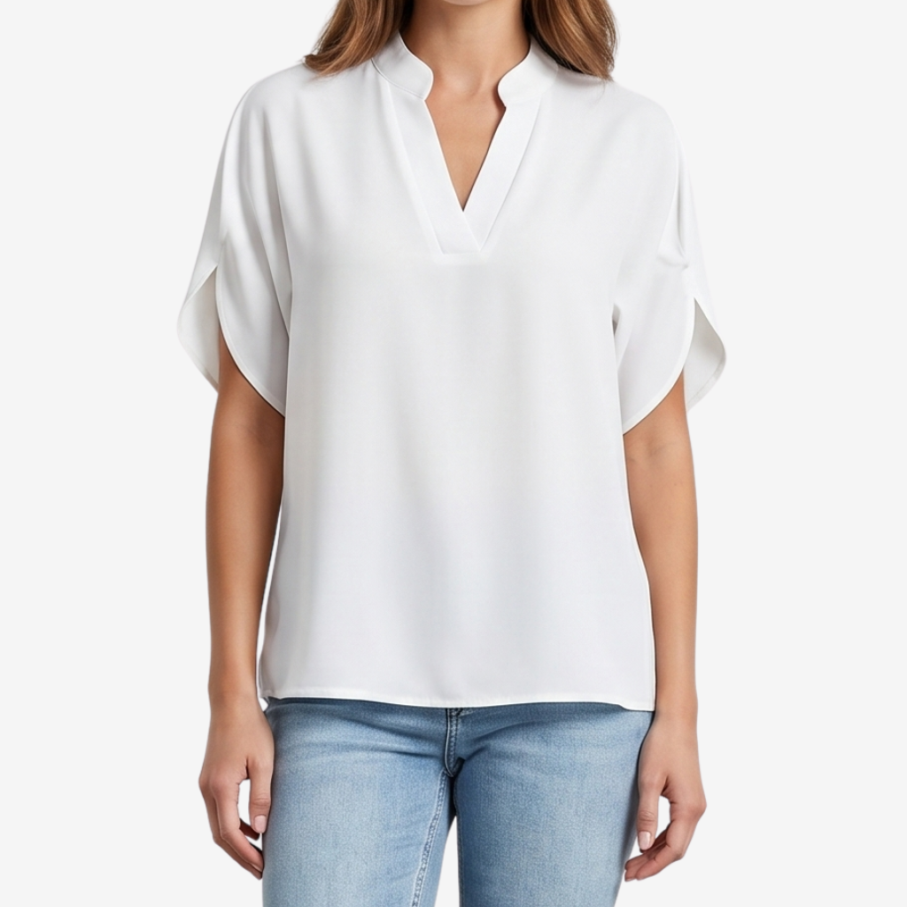 Coutivo - Blouse Femme Col V Élégante Coupe Décontractée Manches Courtes