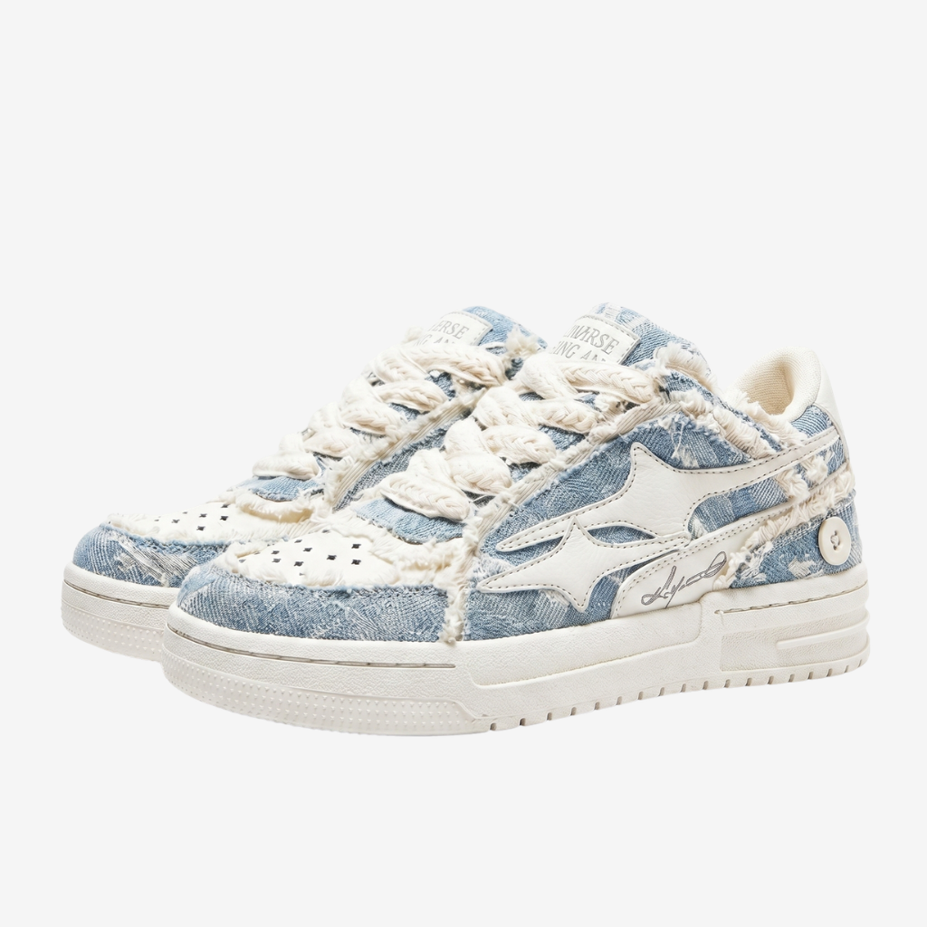 Coutivo - Sneakers Femme Confort Denim Style Retro Usage Quotidien