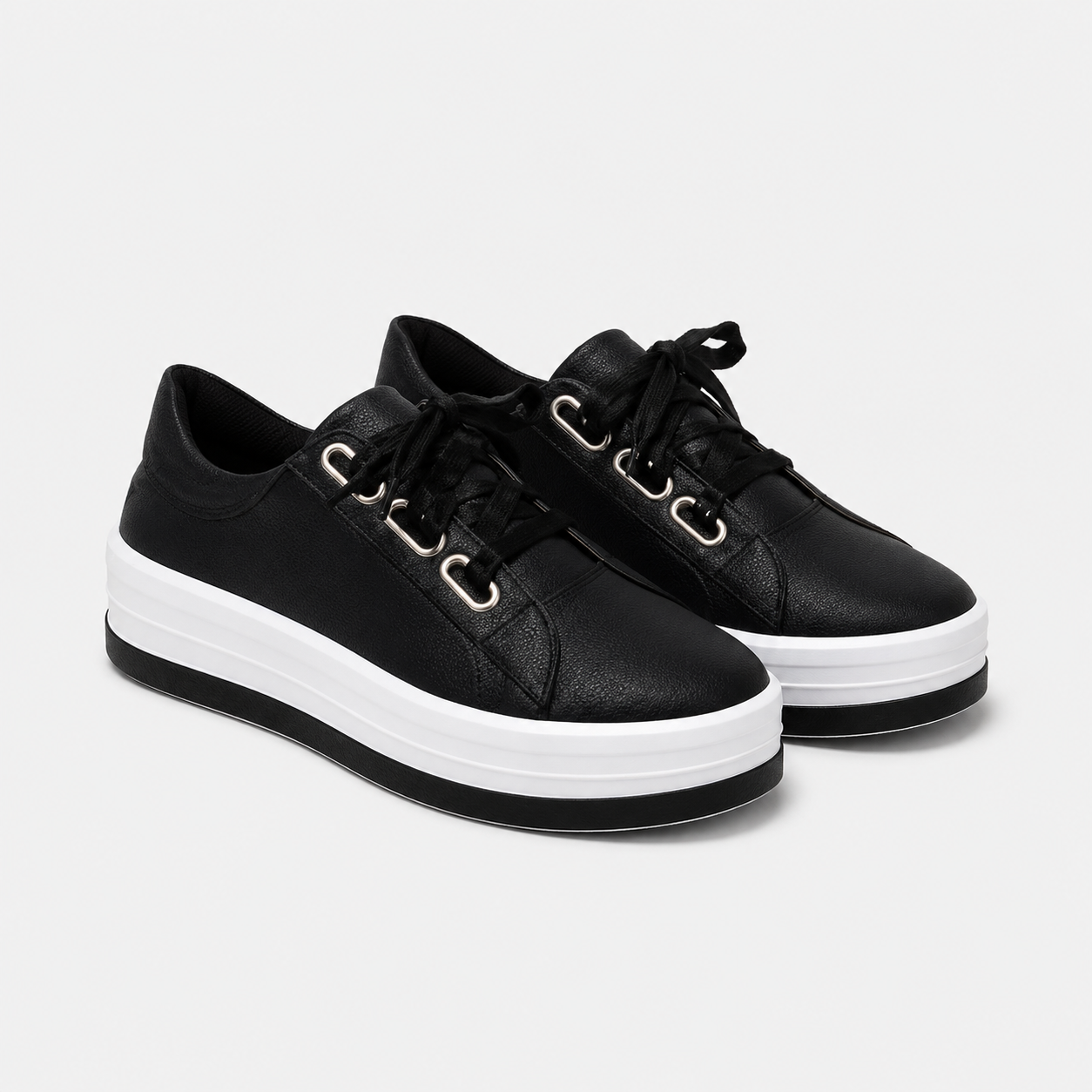 Coutivo - Sneakers Femme Plateforme Lacets Confort Quotidien Style Minimaliste Élégant