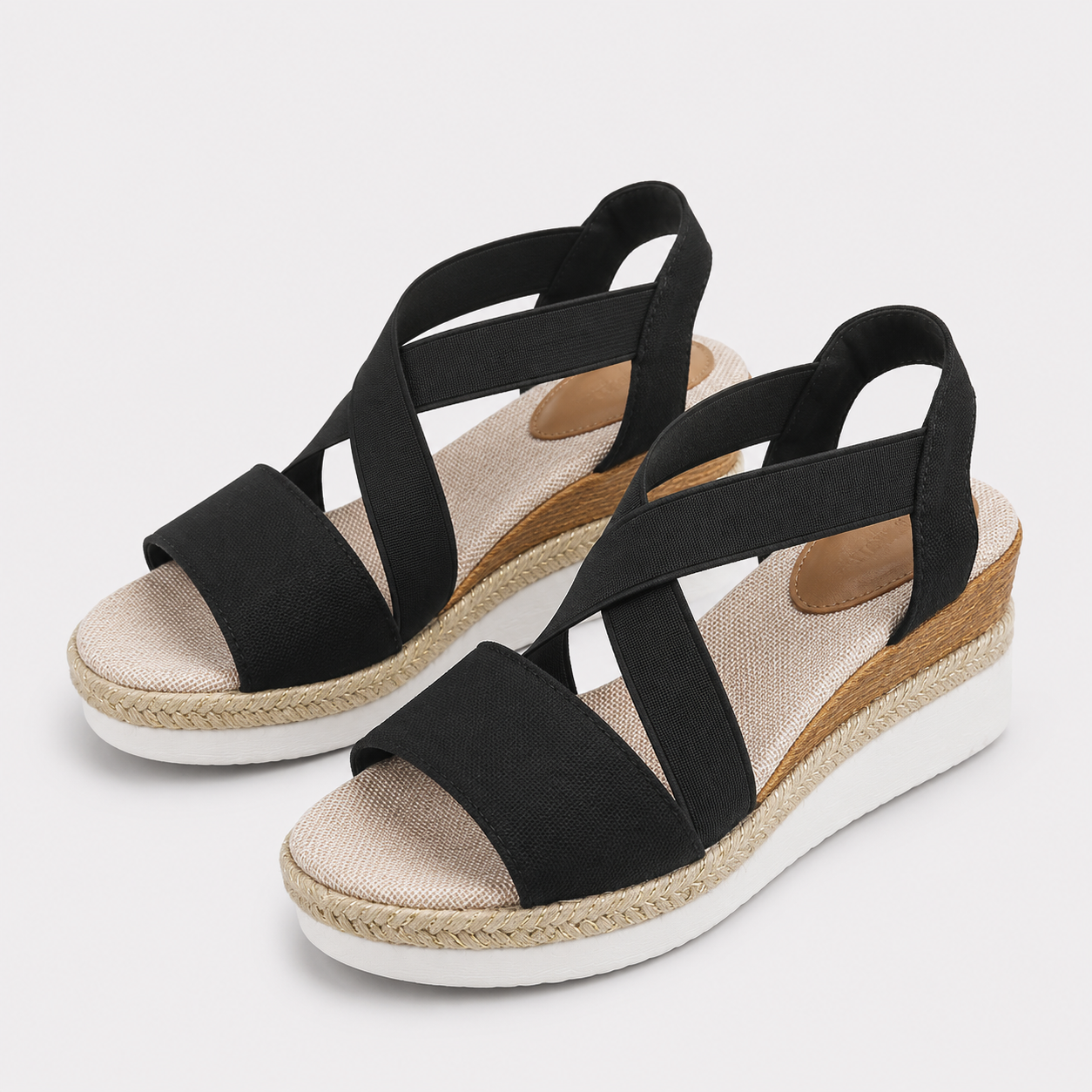 Coutivo - Sandales Femme Compensées Brides Élastiques Confort Léger Style Moderne Élégant