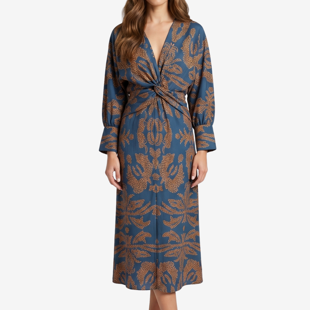 Coutivo - Robe Midi Femme Polyester Imprimé Confort Coupe Ample Casual