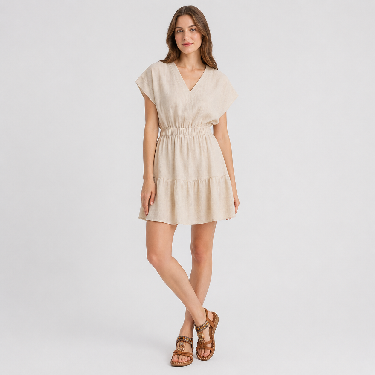 Coutivo - Sandales Femme Bohème Perles Décoratives Brides Croisées Confort Quotidien Style Élégant