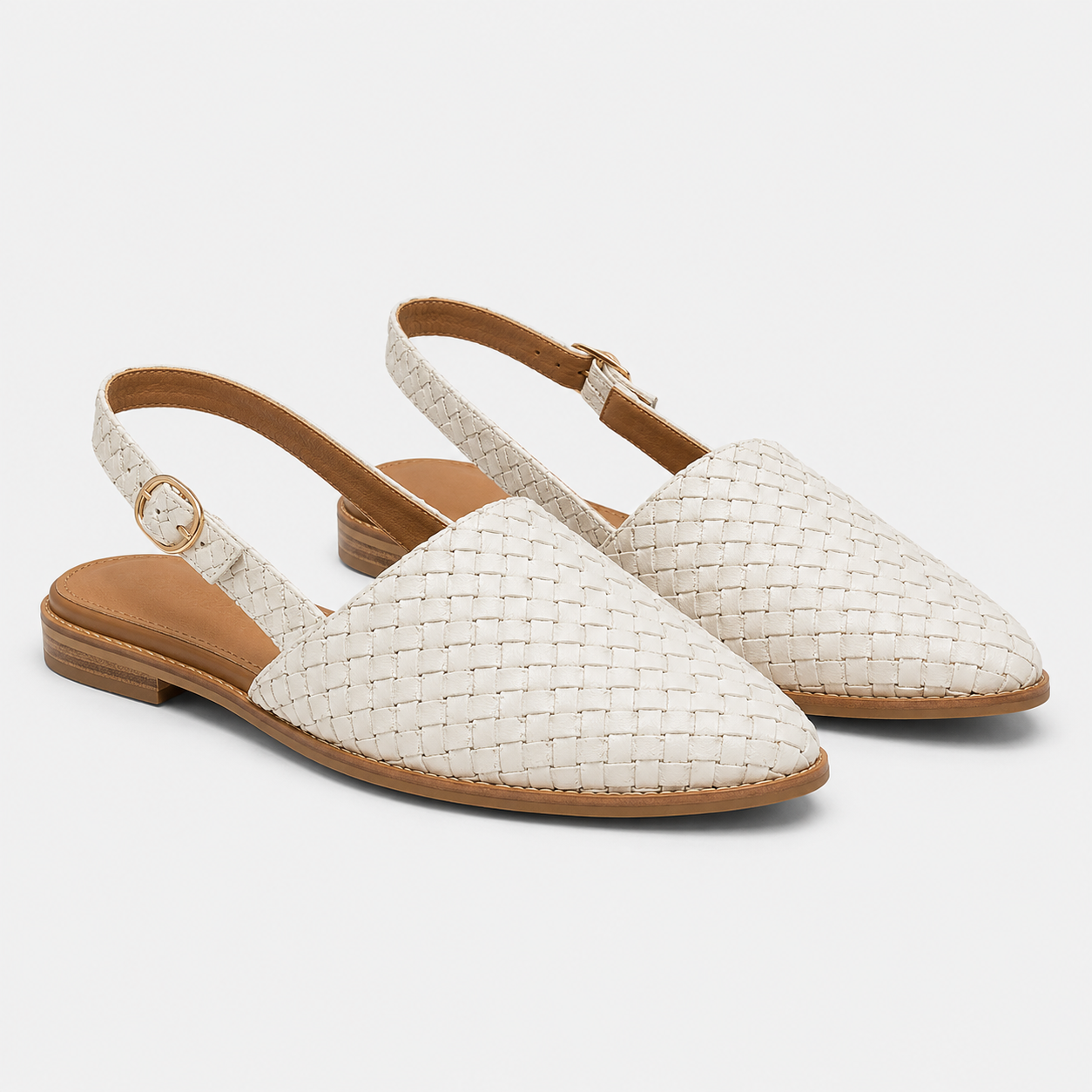Coutivo - Ballerines Femme Bride Arrière Tressées Bout Pointu Élégance Confort Quotidien