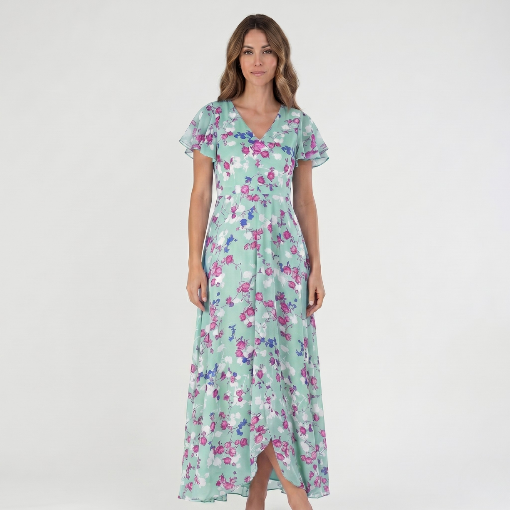 Coutivo - Robe Été Femme Confort Polyester Col V Maxi Fleurie
