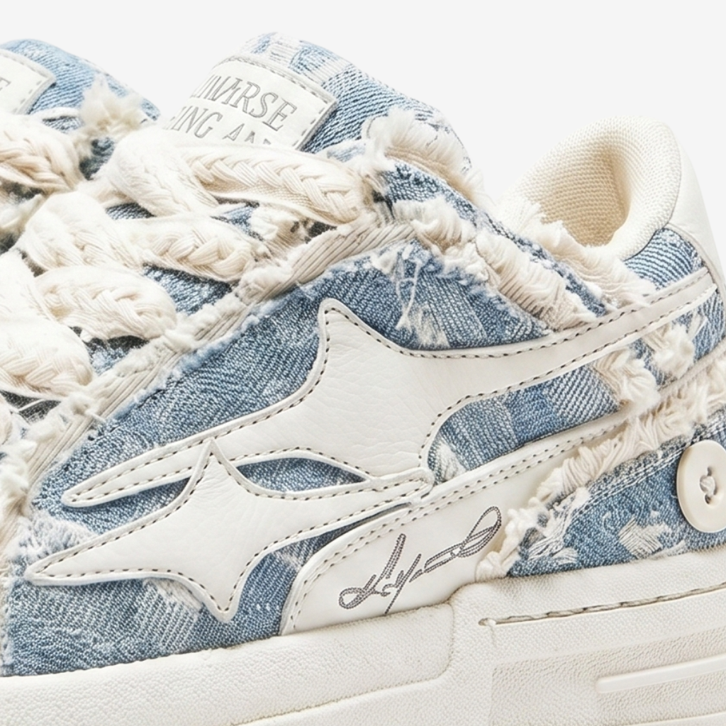 Coutivo - Sneakers Femme Confort Denim Style Retro Usage Quotidien