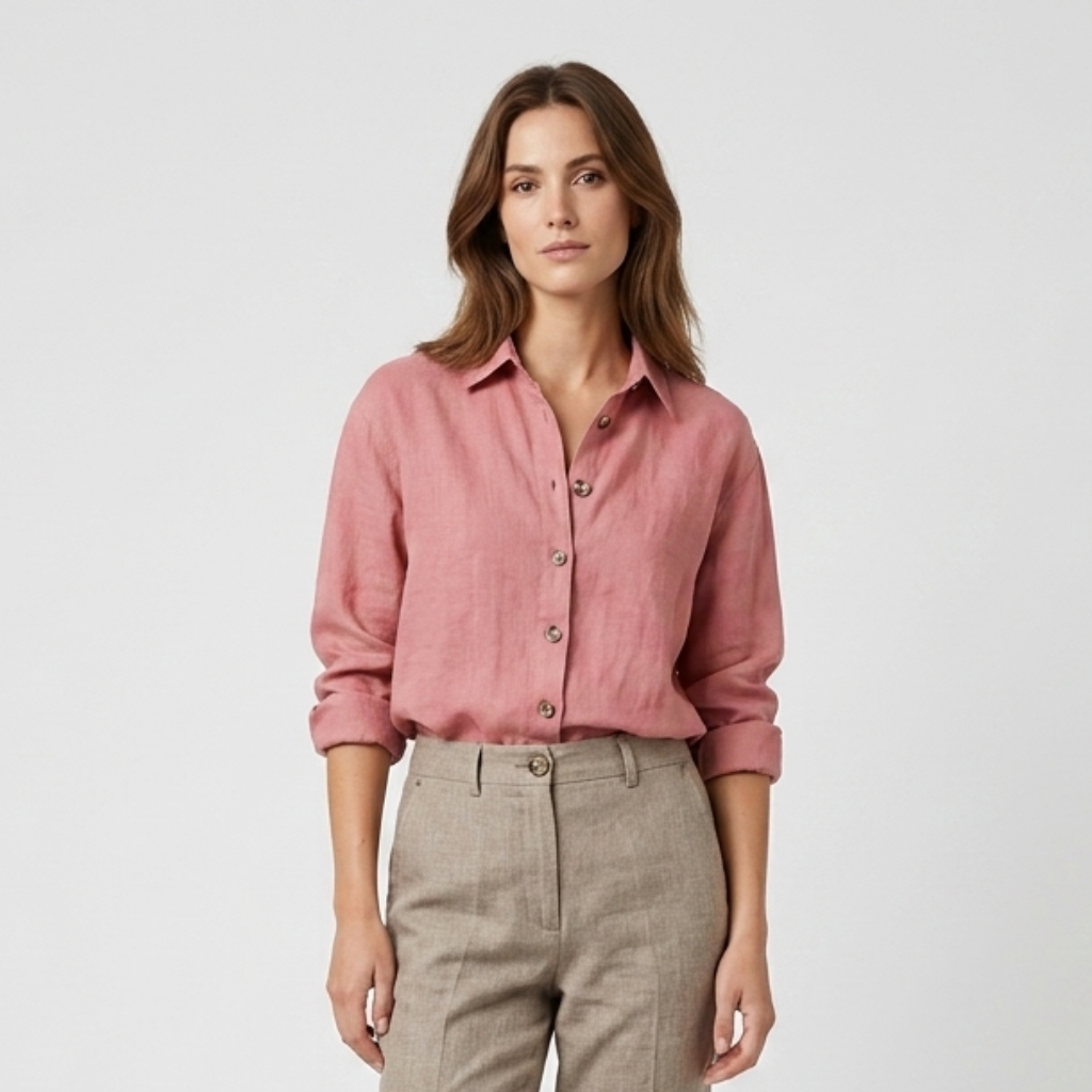 Coutivo - Blouse Femme Coton Lin Manches Longues Coupe Décontractée Élégante